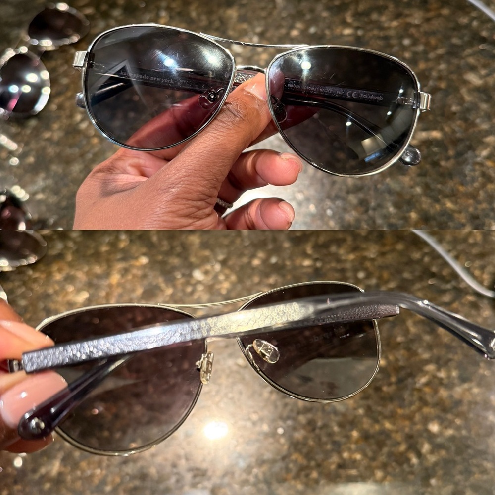 Kate Spade Aviator Metal Frame Sunglasses in Gunmetal Gray